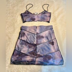 Princess Polly pink/purple 2-piece mini skirt and bralette set. Size 4